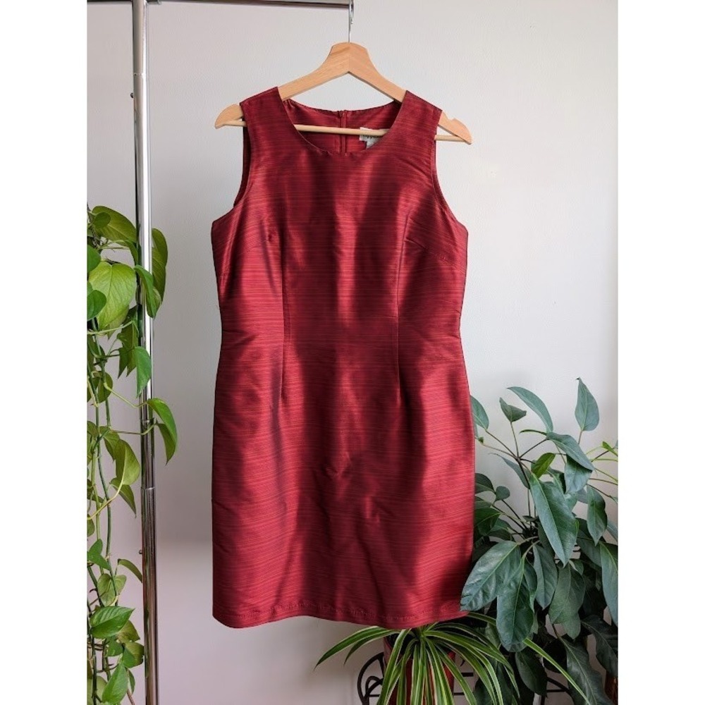 Vintage 90s dress 100% silk sheath burgundy Carolyn Bessette professional modest